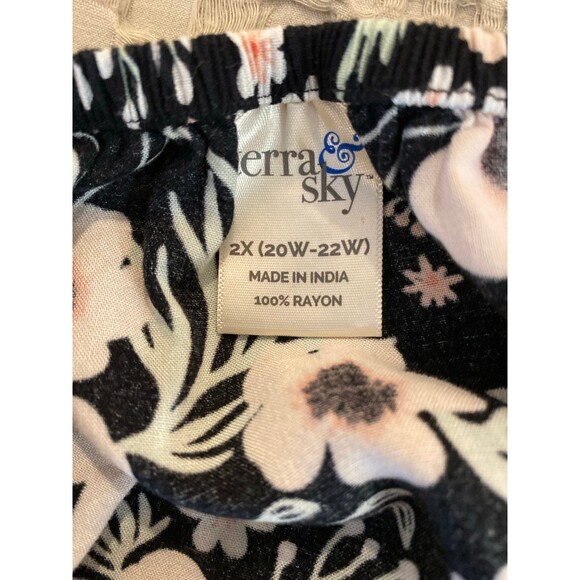 Terra & Sky Tunic Blouse Plus Size 2X Floral Print Ruffle Hem Bell Sleeve Boho - Picture 8 of 10